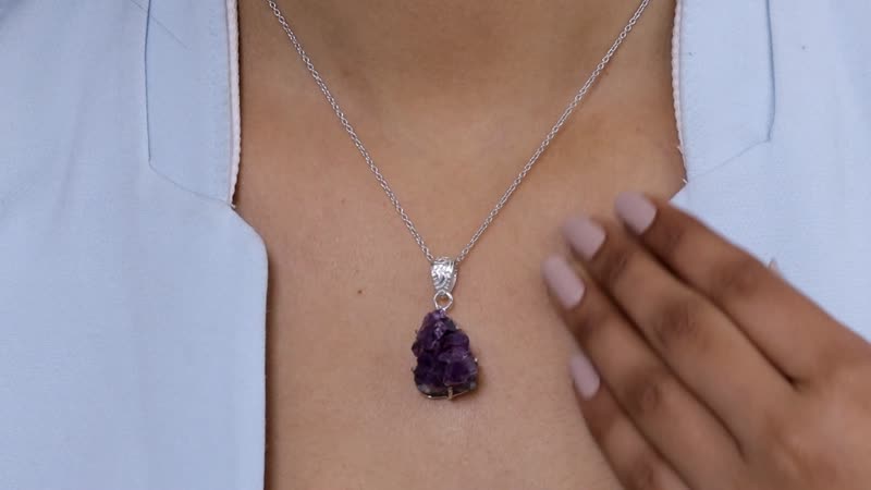 Artisan Crafted 103.36 ctw Uruguayan Amethyst Geode Pendant in Sterling Silver