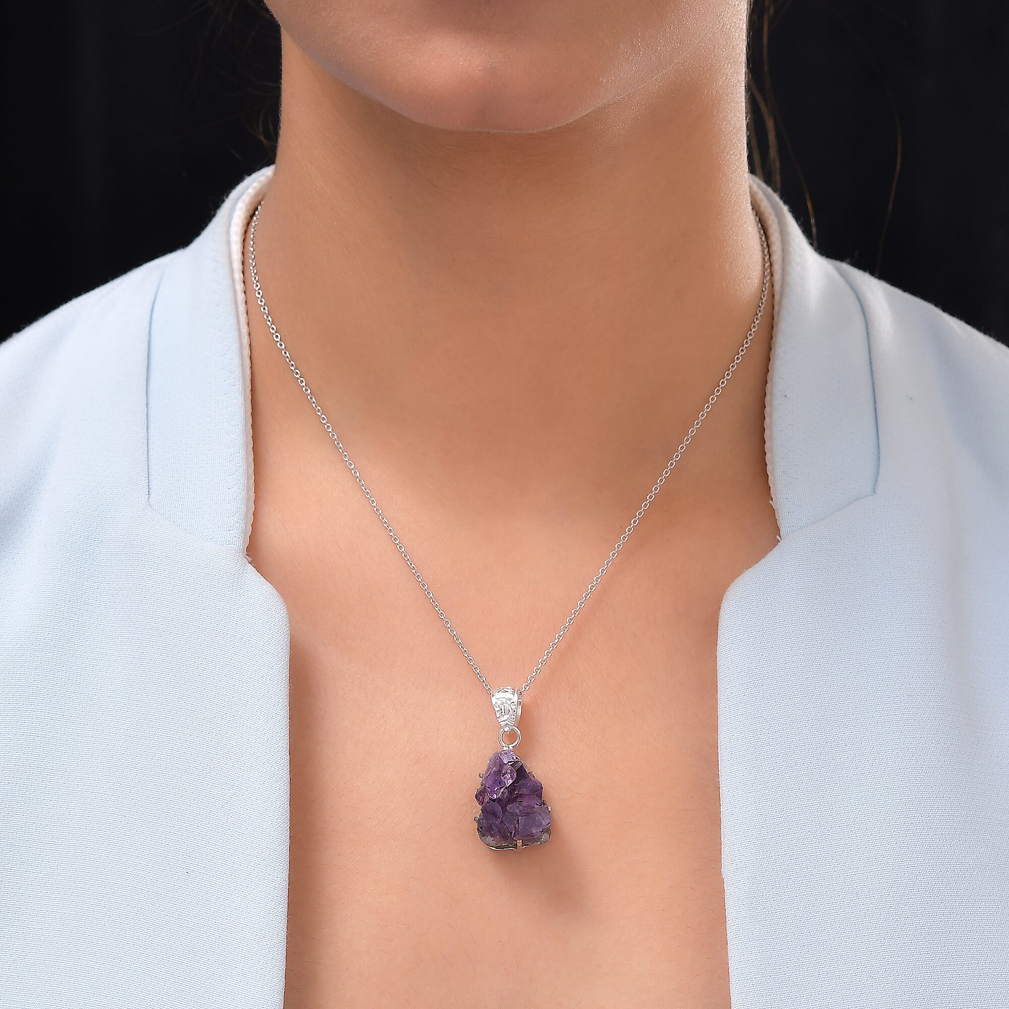 Artisan Crafted Uruguayan Amethyst Geode Pendant in Sterling Silver 38.50 ctw
