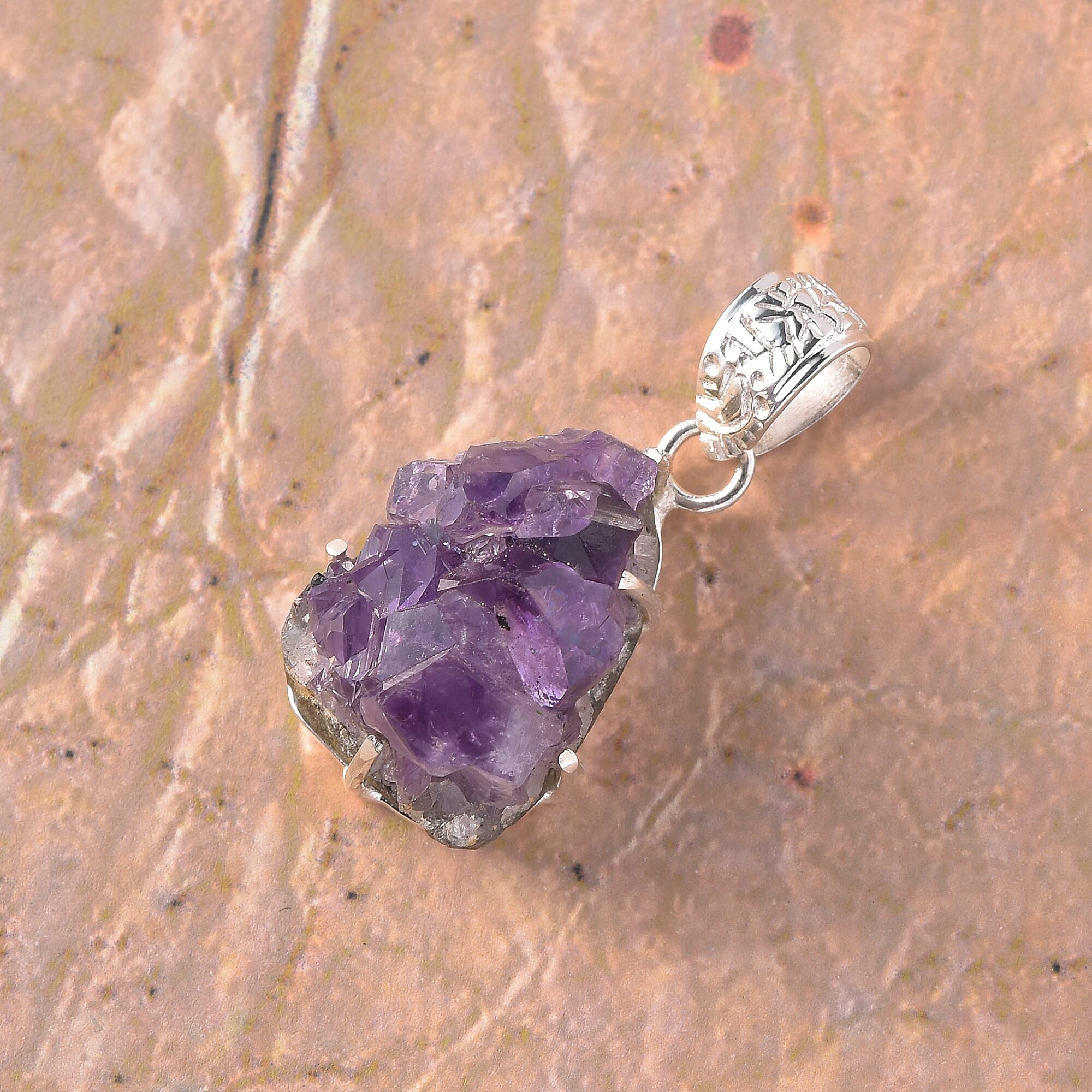 Artisan Crafted Uruguayan Amethyst Geode Pendant in Sterling Silver 38.50 ctw