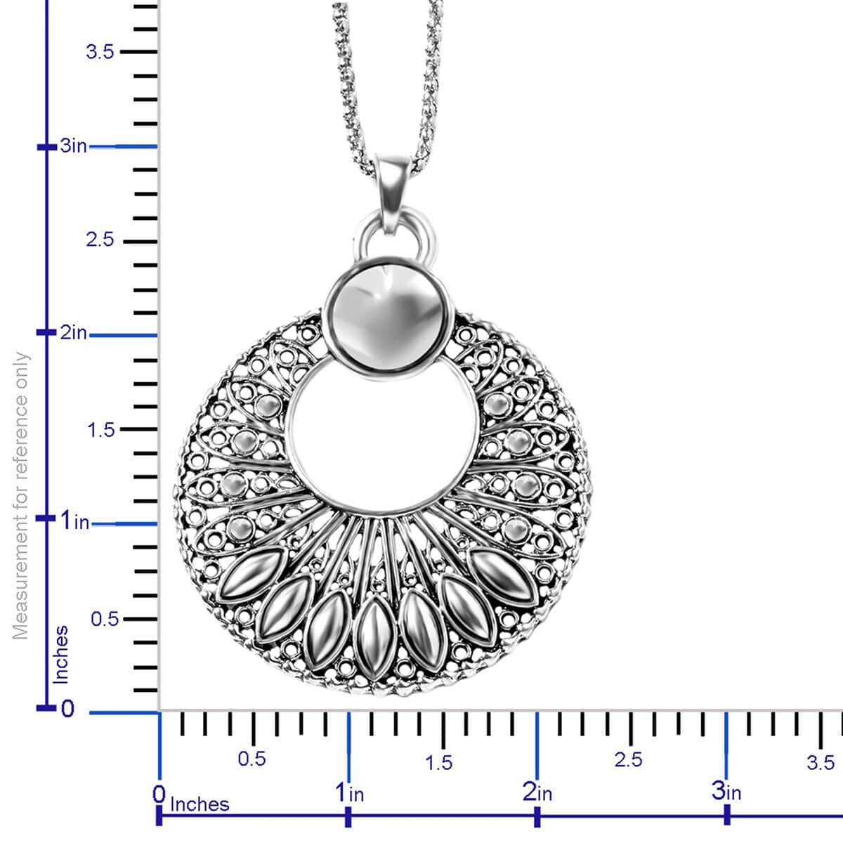 Earrings and Pendant Necklace 30 Inches in Silvertone image number 3