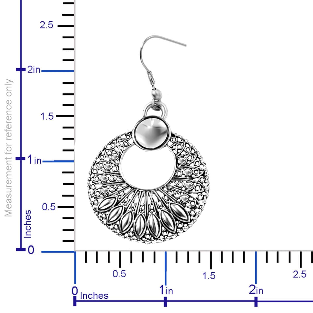 Earrings and Pendant Necklace 30 Inches in Silvertone image number 5
