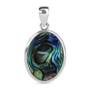 Abalone Shell Solitaire Pendant, Abalone Shell Pendant, Sterling Silver Pendant