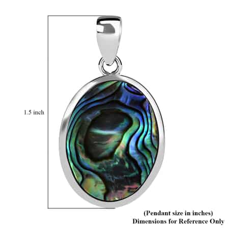 Abalone Shell Solitaire Pendant, Abalone Shell Pendant, Sterling Silver Pendant image number 4