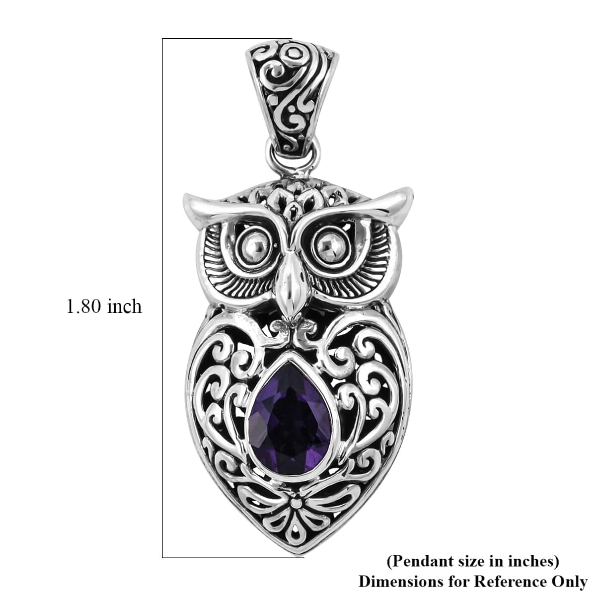 Bali Legacy Amethyst Owl Pendant in Sterling Silver 2.35 ctw  image number 5