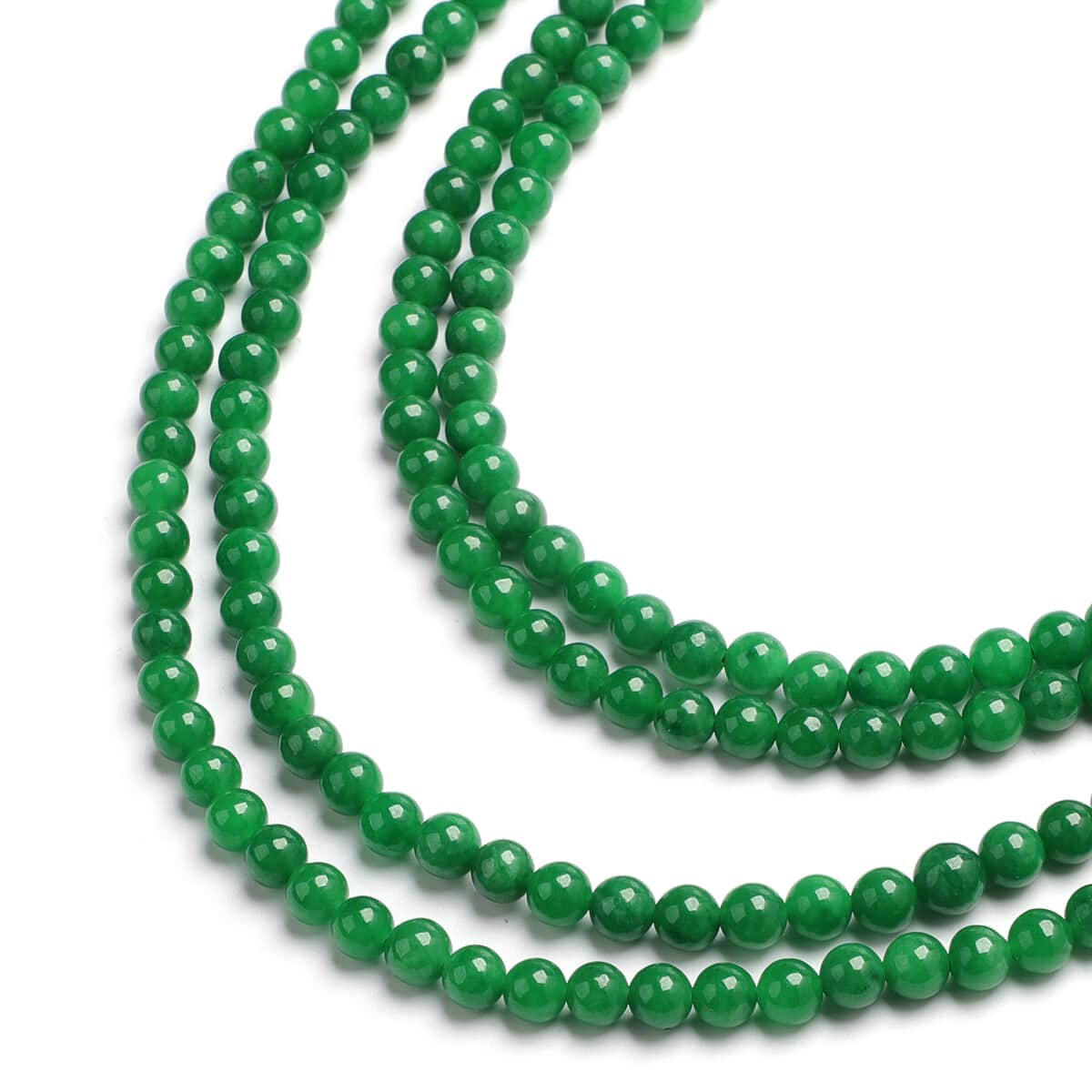 Green Jade Beaded Multi Strand Necklace 18 Inches in Sterling Silver 583 ctw image number 2