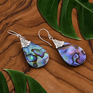 Abalone Shell Dangle Earrings in Sterling Silver, Drop Silver Earrings, Beach Fashion Jewelry