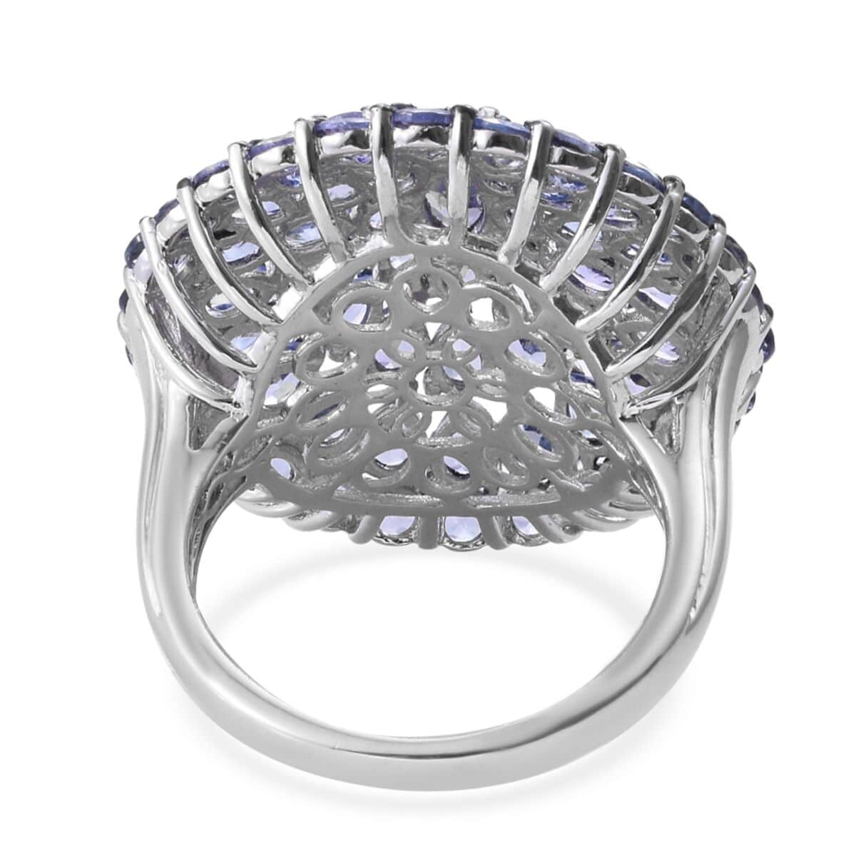 Tanzanite 8.80 ctw Ring in Rhodium and Platinum Over Sterling Silver, Tanzanite Cluster Ring, Floral Ring, Silver Ring, Wedding Ring For Her (Size 6.0) image number 4