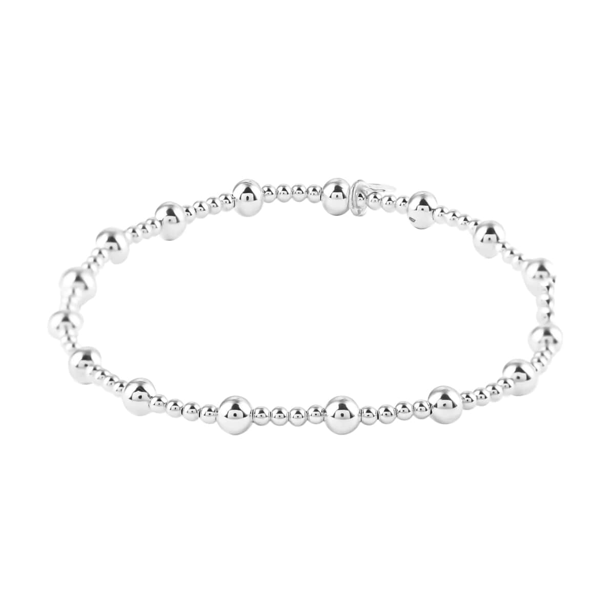 925 Sterling Silver Station Bracelet, Bead Silver Bracelet For Women, Stretch Bracelet image number 0