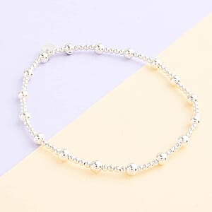 Station Beaded Stretch Bracelet in Sterling Silver 3.50 Grams