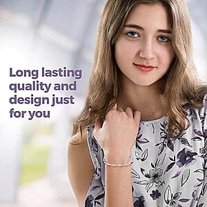 Station Beaded Stretch Bracelet in Sterling Silver 3.50 Grams