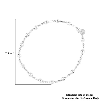 Station Beaded Stretch Bracelet in Sterling Silver 3.50 Grams