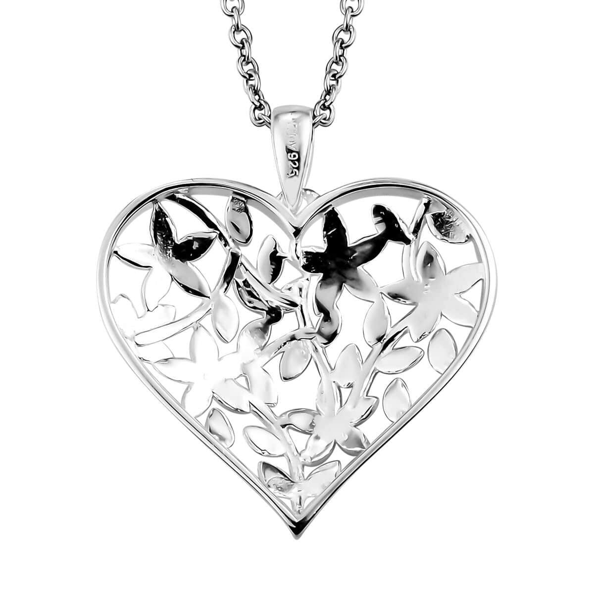 Sterling Silver Heart Pendant with Stainless Steel Necklace 20 Inches image number 6