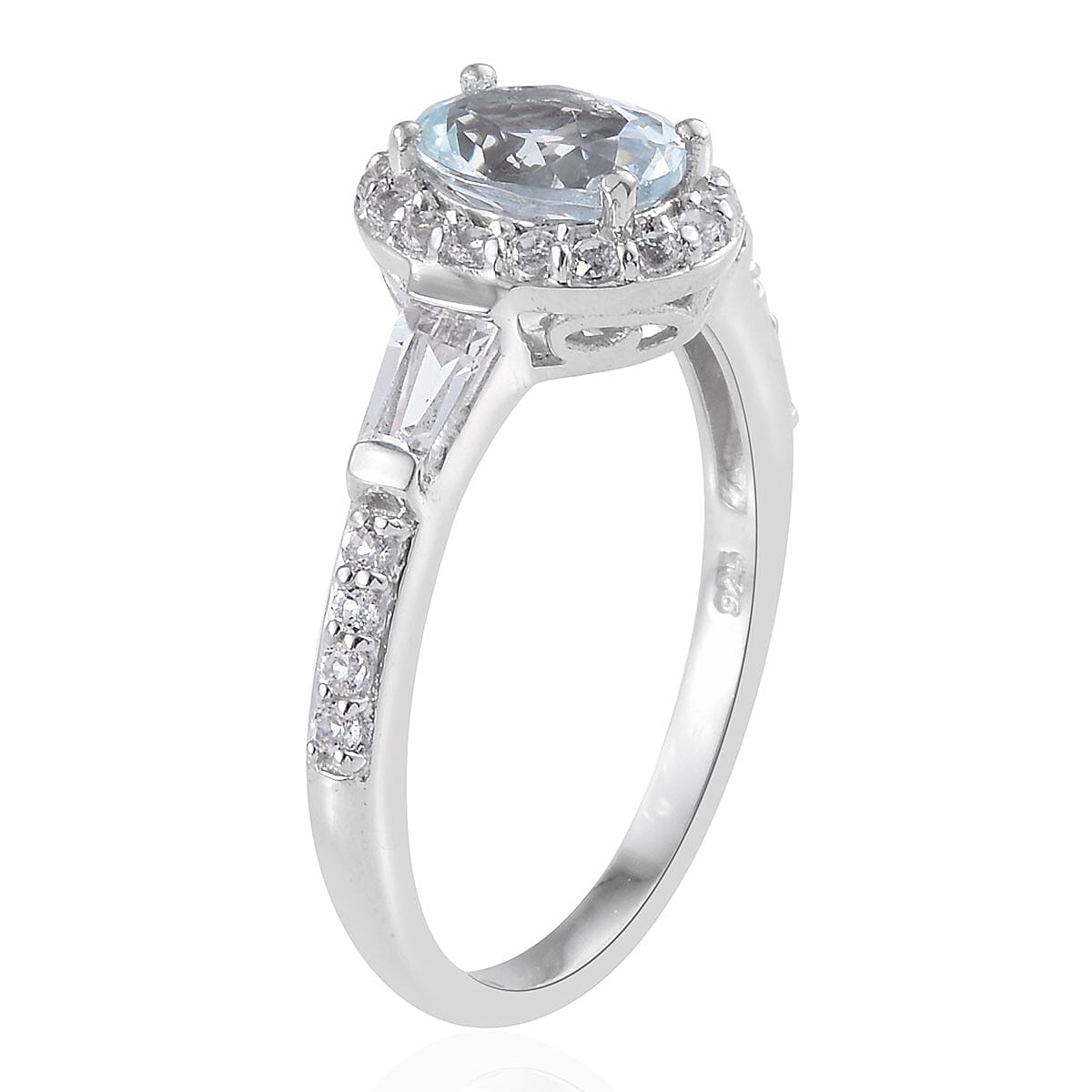 Espirito Santo Aquamarine and White Topaz Ring in Platinum Over Sterling Silver (Size 9.0) 2.10 ctw image number 3