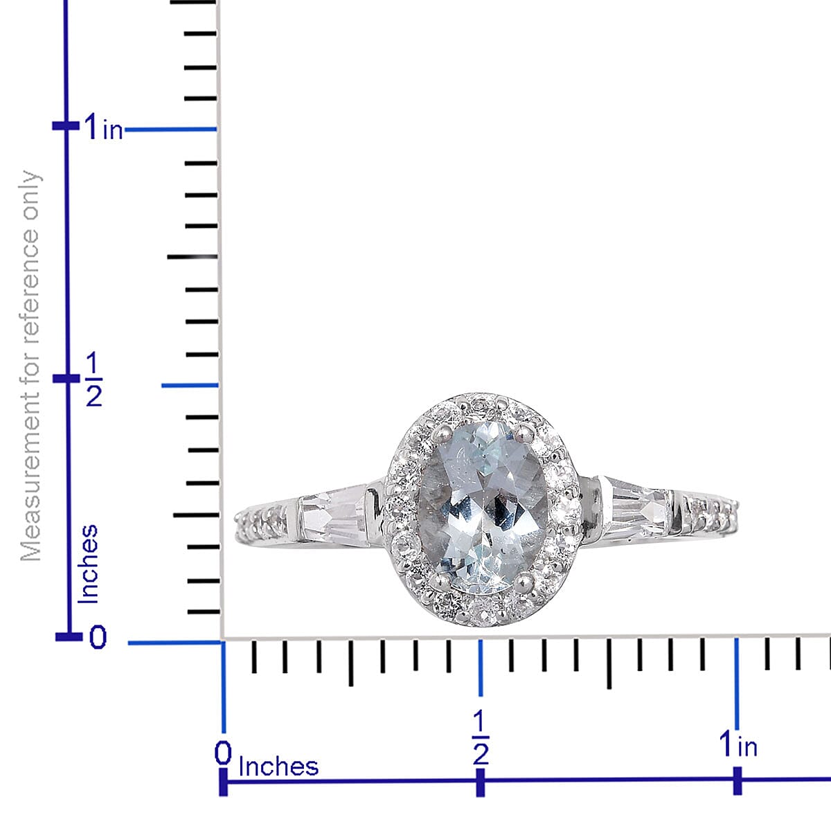 Espirito Santo Aquamarine and White Topaz Ring in Platinum Over Sterling Silver (Size 9.0) 2.10 ctw image number 5