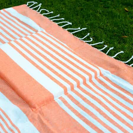 Peach Beach Pillow Towel with Fringes (Cotton, 34x67) image number 4