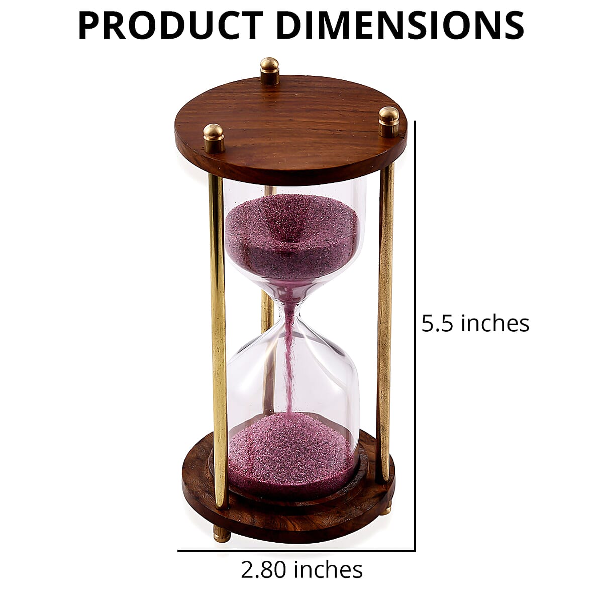 Value Buy Handcrafted Purple Sand Wooden Hourglass (5.5 in) (2 min) image number 3
