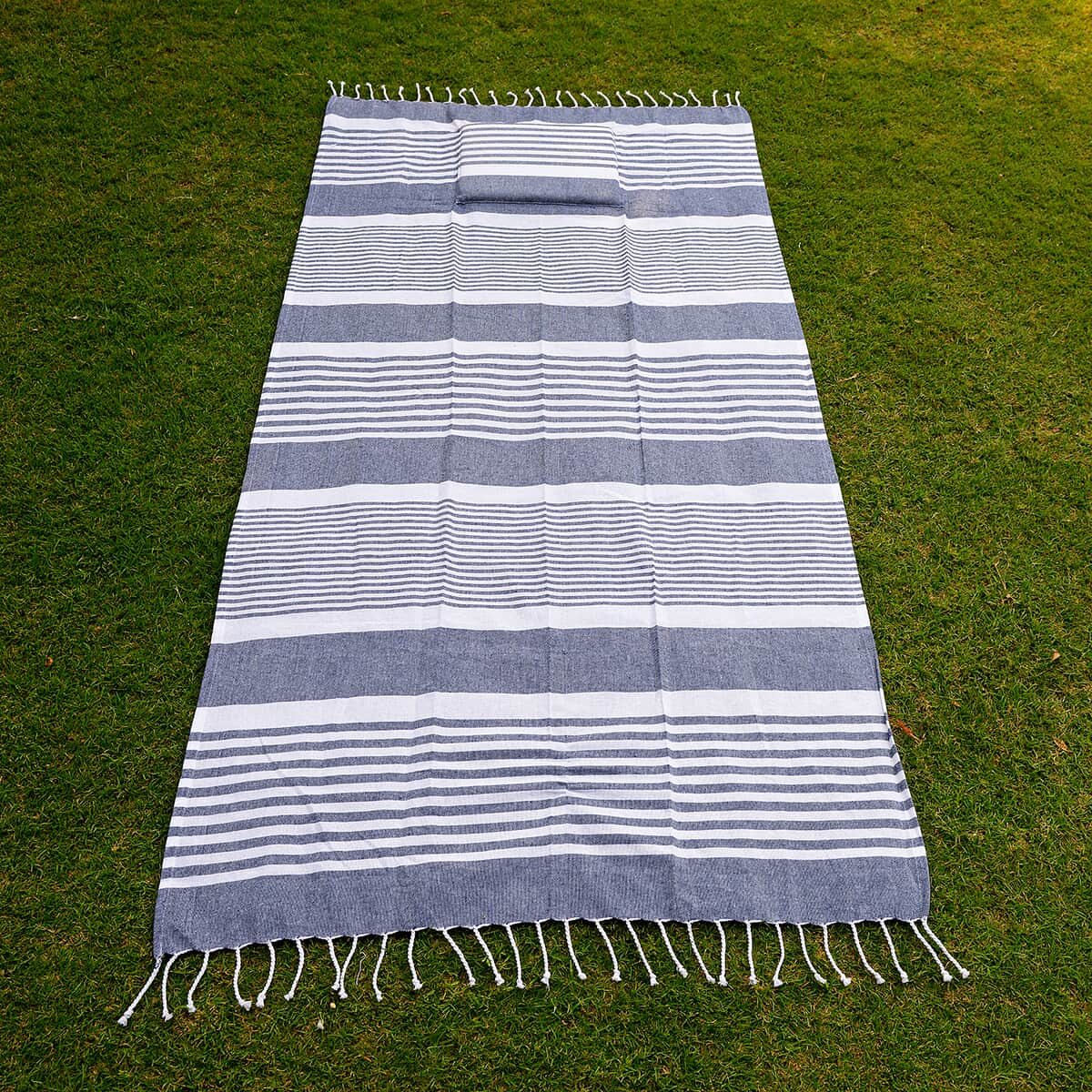 Denim Beach Pillow Towel with Fringes (Cotton) image number 5