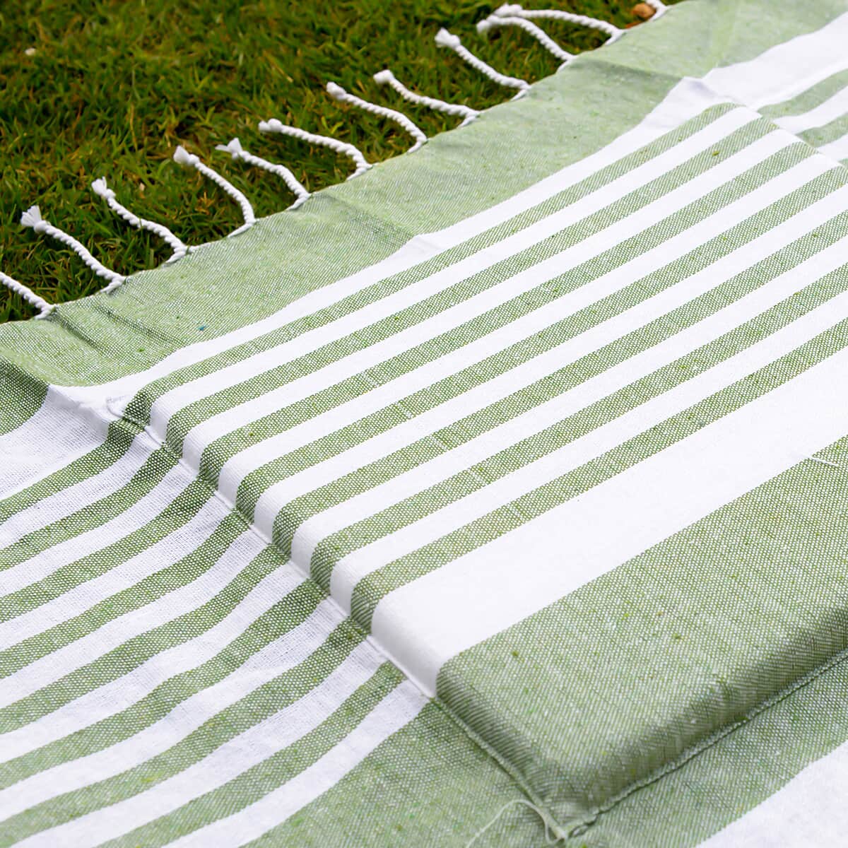 Sage Beach Pillow Towel with Fringes (Cotton) image number 4