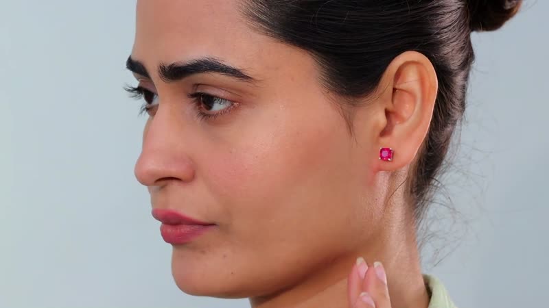 D'Joy African Ruby (FF) Solitaire Stud Earrings in Platinum Over Sterling Silver 3.00 ctw
