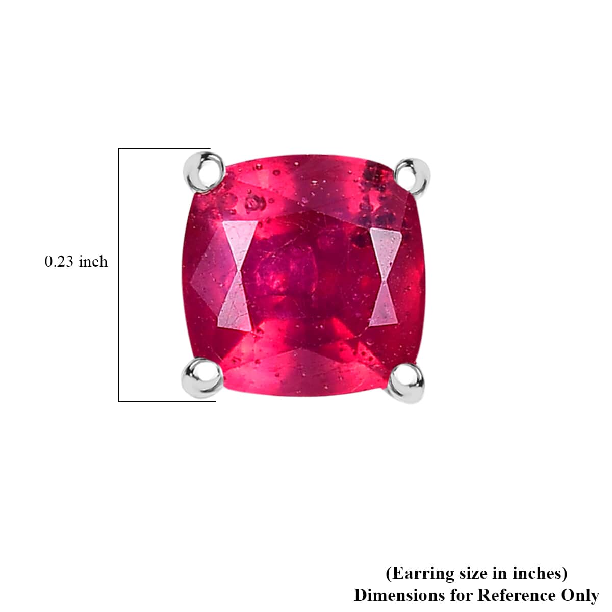 African Ruby (FF) Solitaire Stud Earrings in Platinum Over Sterling Silver 3.00 ctw image number 4