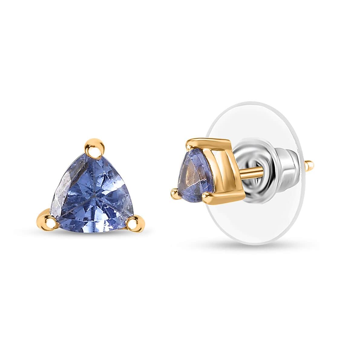 Tanzanite Stud Earrings in 14K Yellow Gold Over Sterling Silver 0.65 ctw image number 0