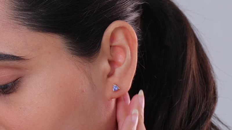 D'Joy Tanzanite Stud Earrings in 14K Yellow Gold Over Sterling Silver 0.65 ctw