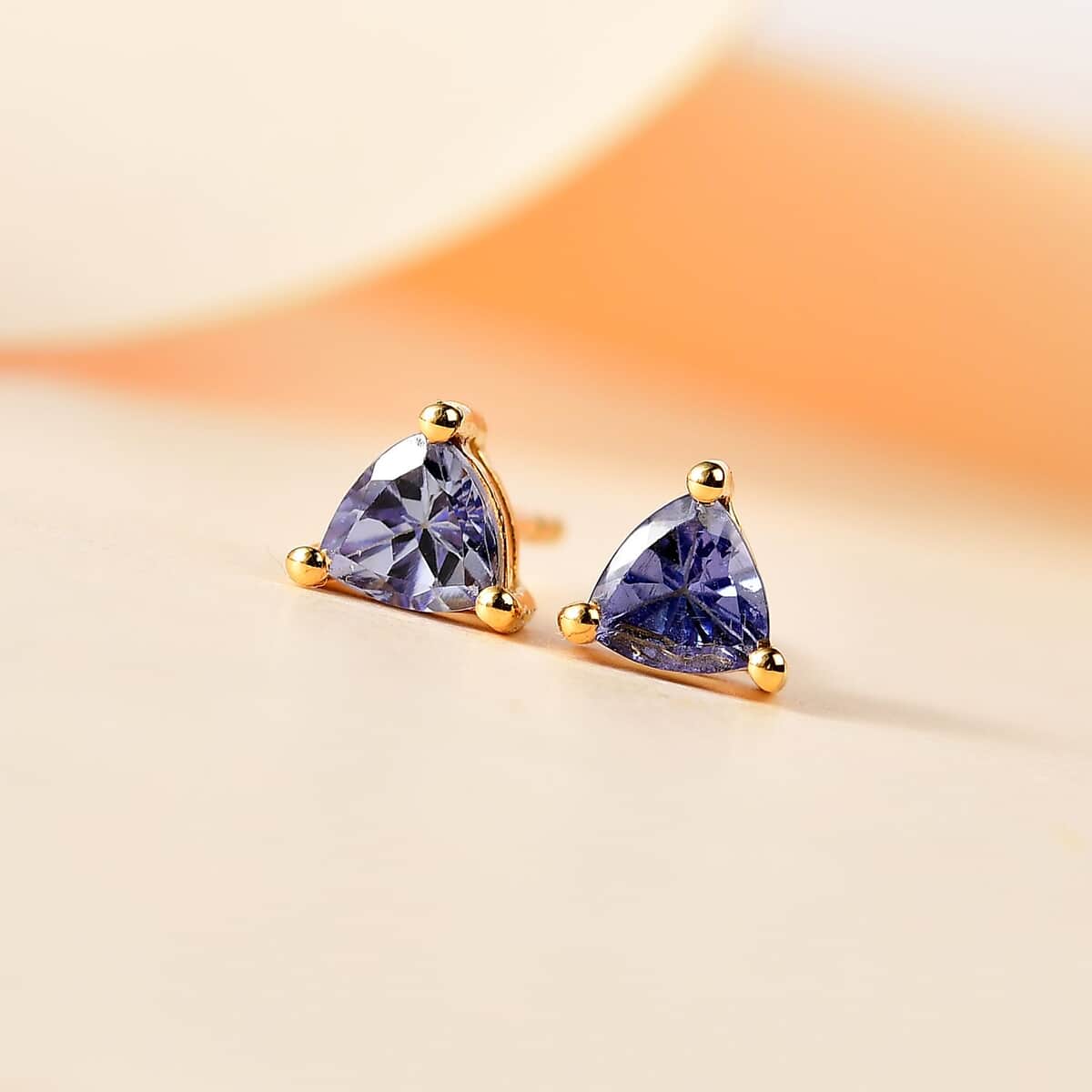 Tanzanite Stud Earrings in 14K Yellow Gold Over Sterling Silver 0.65 ctw image number 1