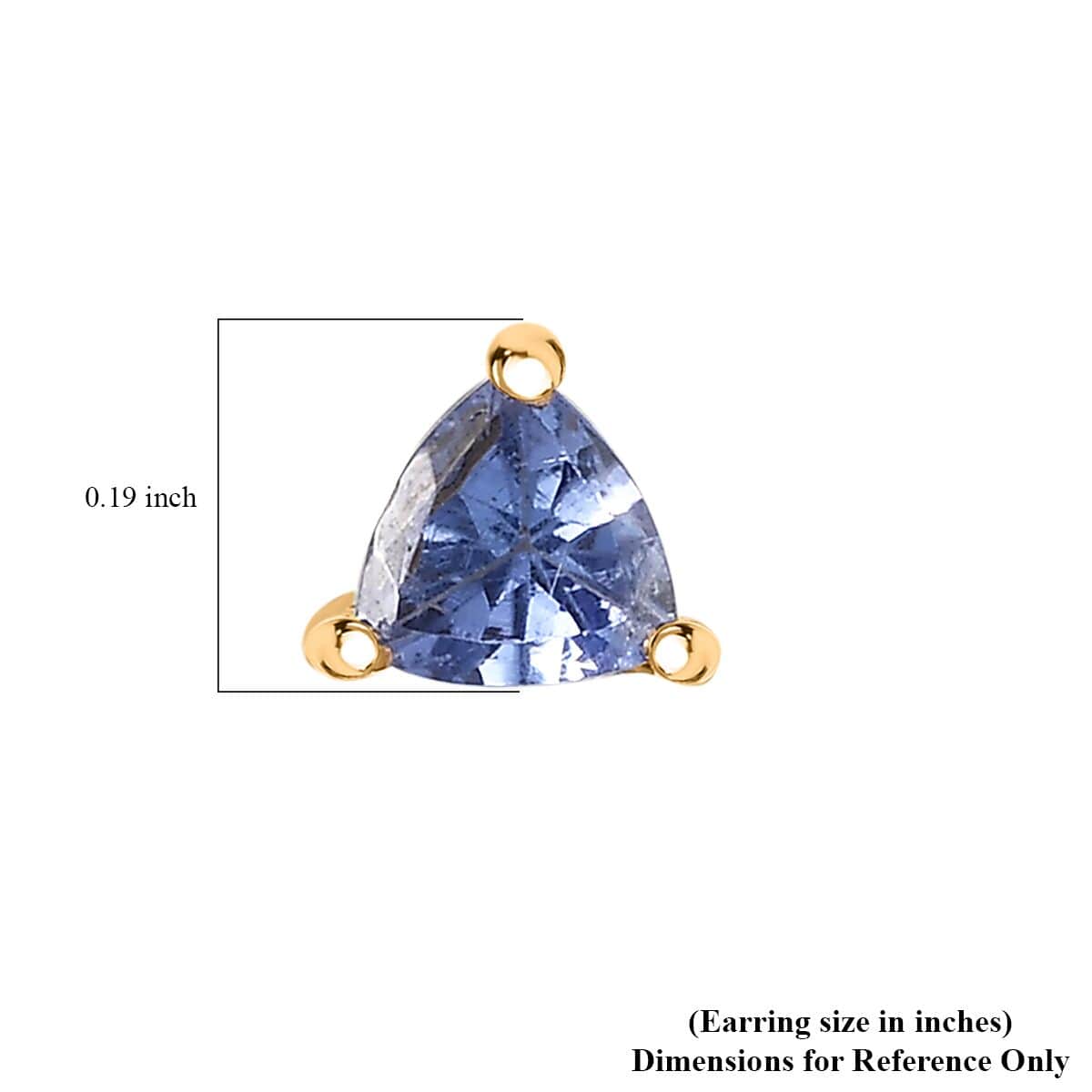Tanzanite Stud Earrings in 14K Yellow Gold Over Sterling Silver 0.65 ctw image number 4