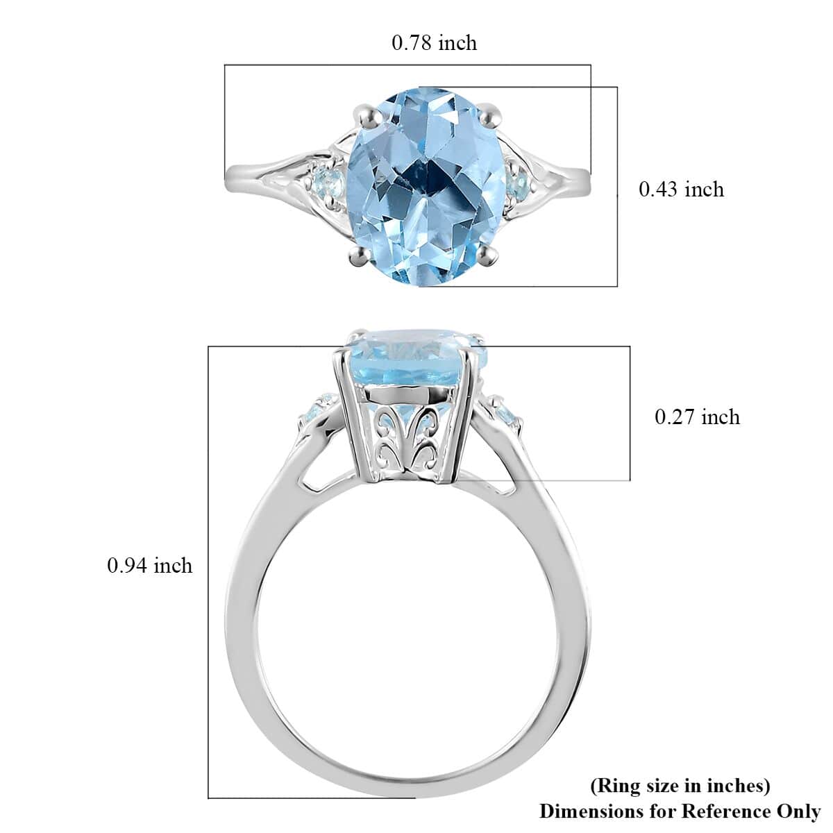 Sky Blue Topaz Ring in Sterling Silver 3.10 ctw image number 7