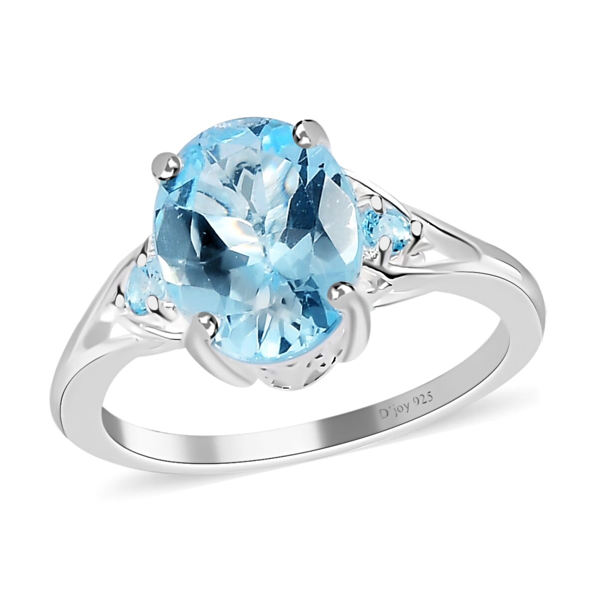 Sky Blue Topaz 3.10 ctw Ring In Sterling Silver, Three Stone Ring For Women, Silver Ring (Size 8.0) image number 0