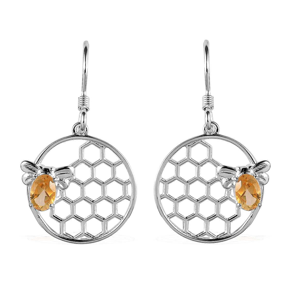 Brazilian Citrine Honeycomb Earrings in Sterling Silver 0.90 ctw