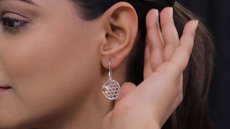 0.80 ctw Brazilian Citrine Honeycomb Earrings in Sterling Silver