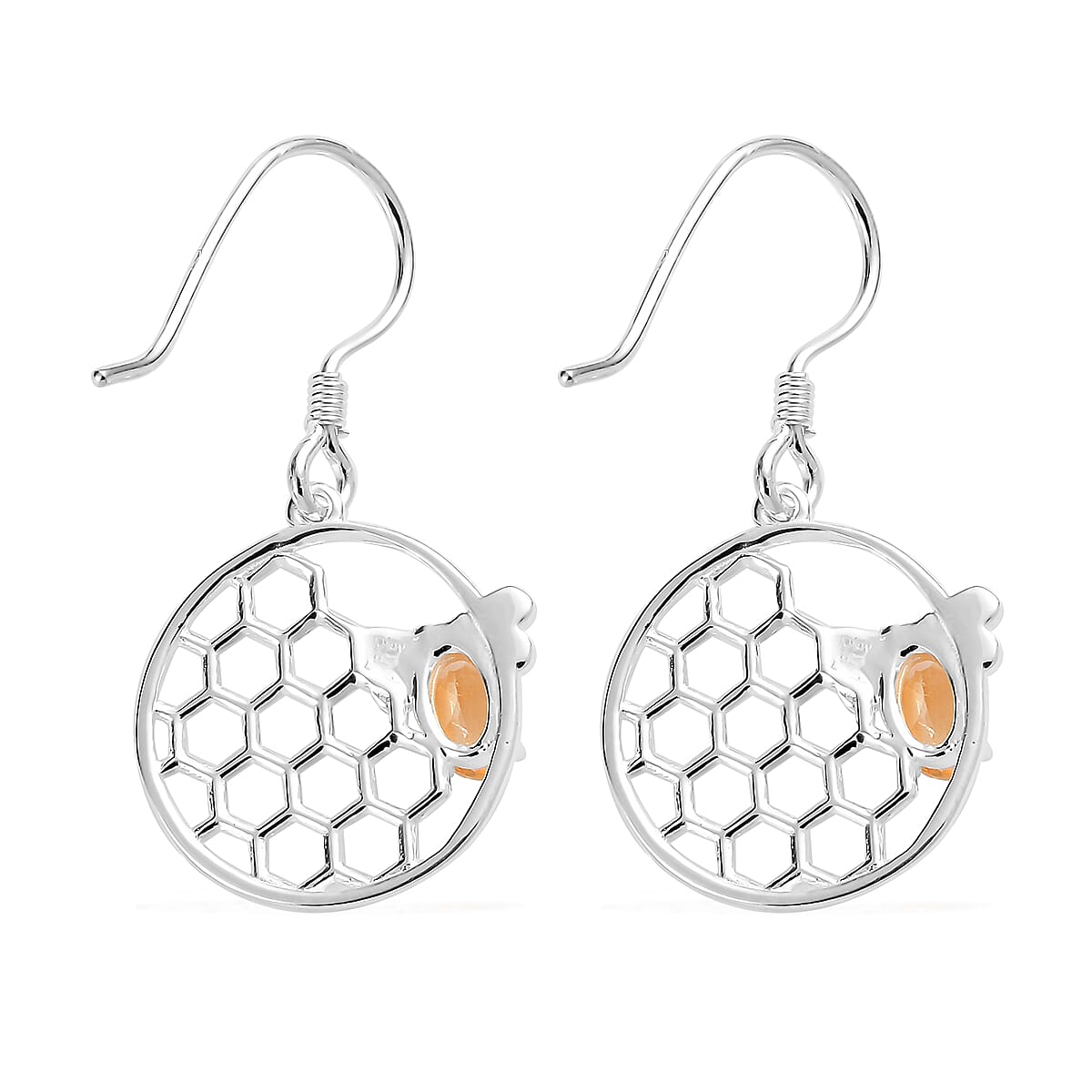 Brazilian Citrine Honeycomb Earrings in Sterling Silver 0.90 ctw