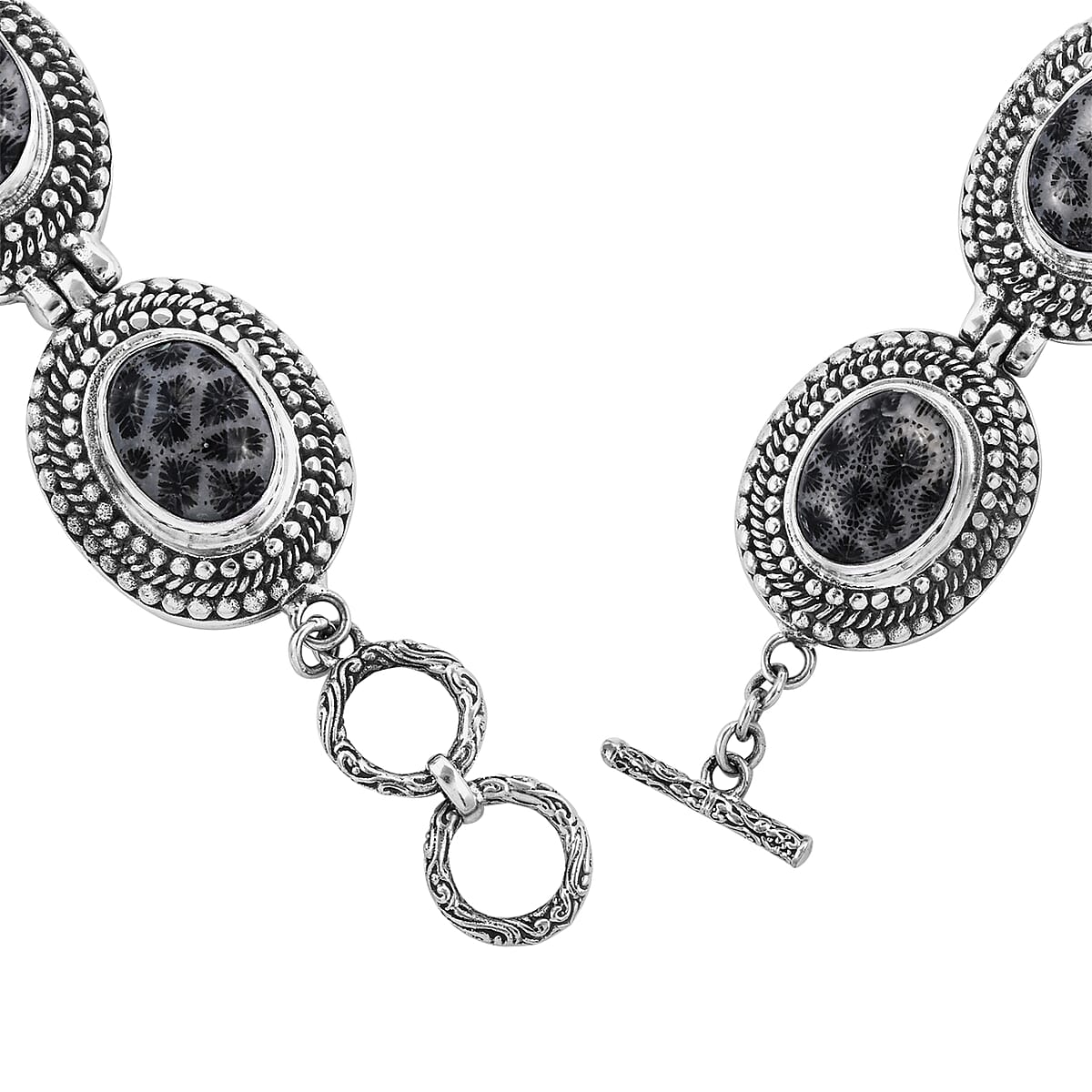 Bali Legacy Black Fossilized Coral Bracelet (7-7.5In) in Sterling Silver 39 Grams image number 3