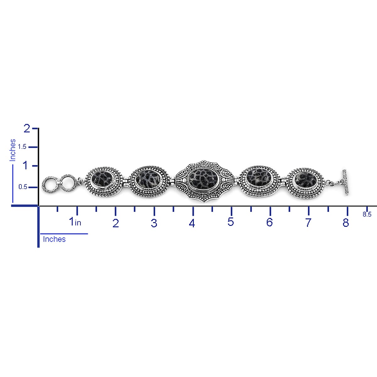 Bali Legacy Black Fossilized Coral Bracelet (7-7.5In) in Sterling Silver 39 Grams image number 4