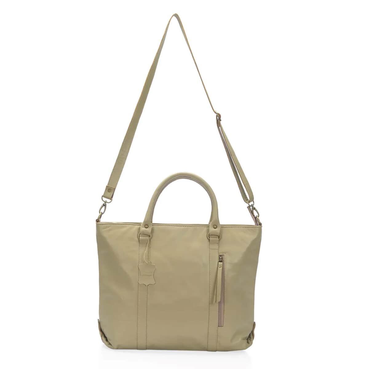 Sand Leather Handbag with Detachable Shoulder Strap image number 0