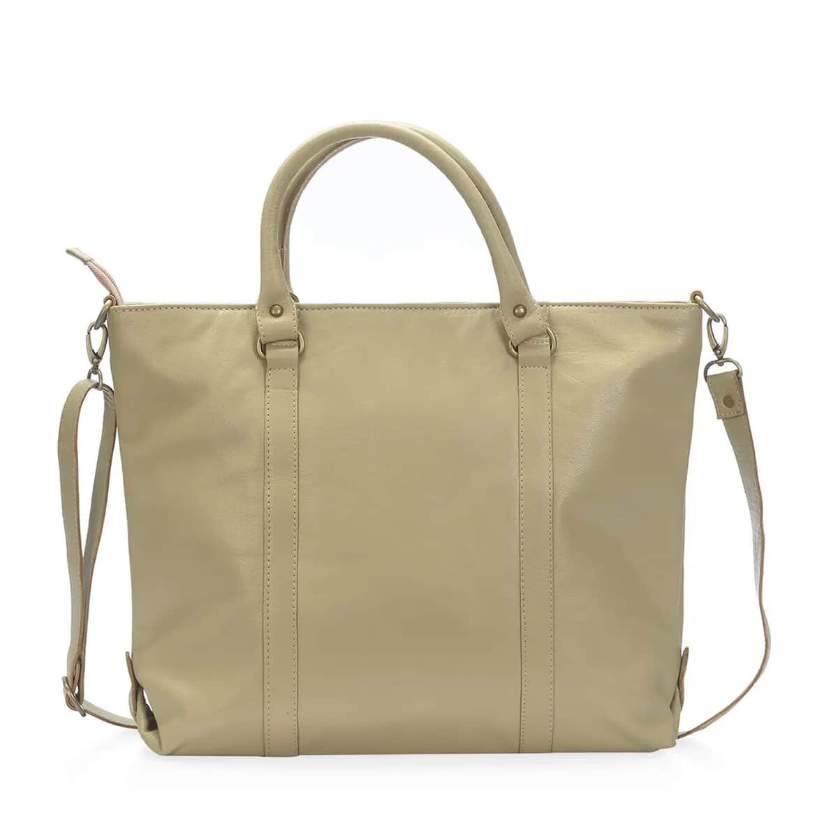 Sand Leather Handbag with Detachable Shoulder Strap image number 5