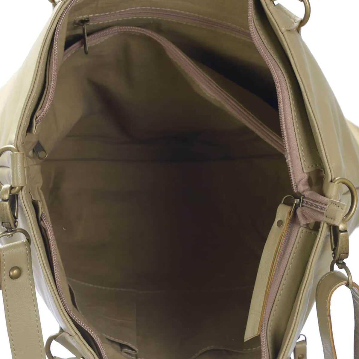 Sand Leather Handbag with Detachable Shoulder Strap image number 6
