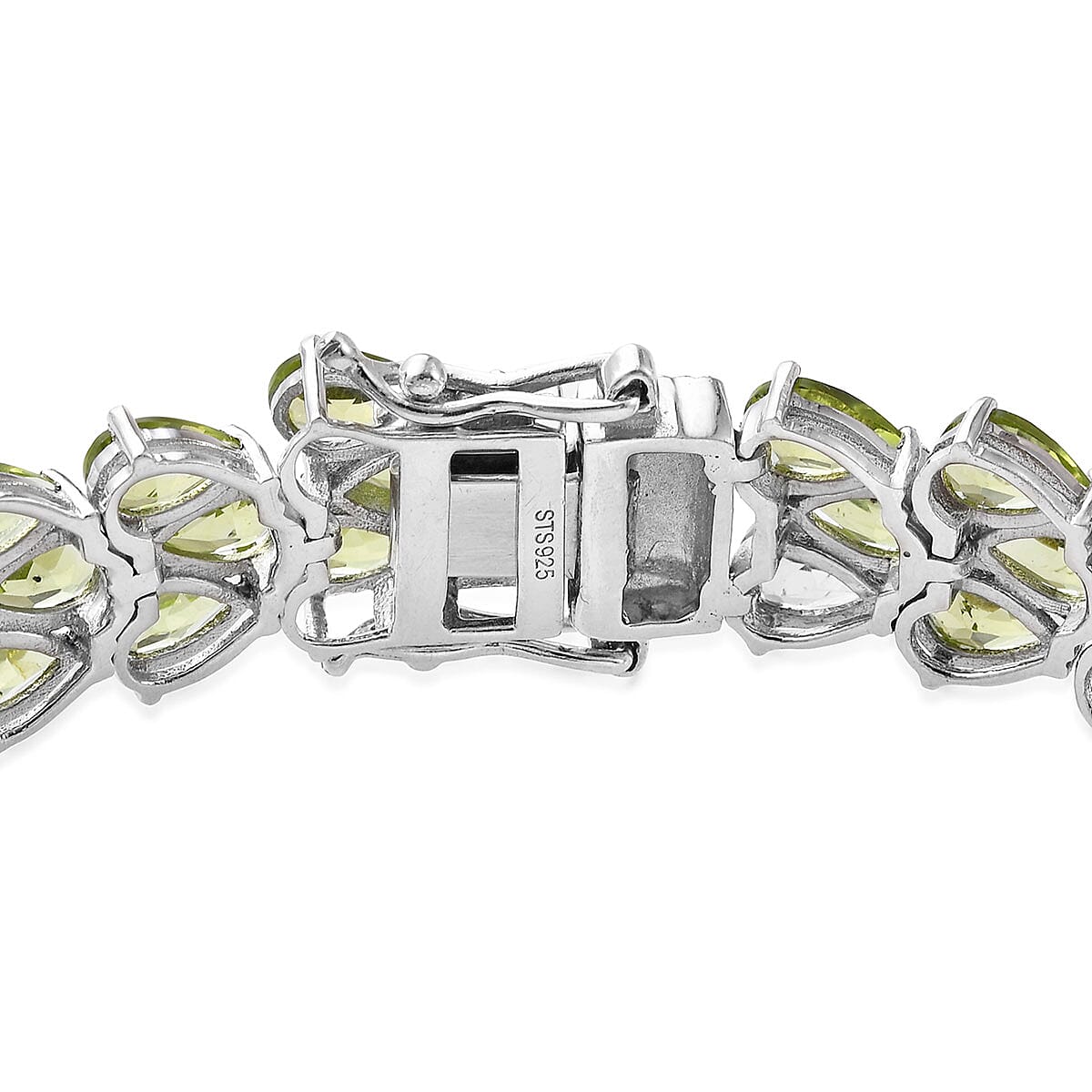 Hebei Peridot Cluster Bracelet in Platinum Over Sterling Silver (8.00 In) 35.66 ctw