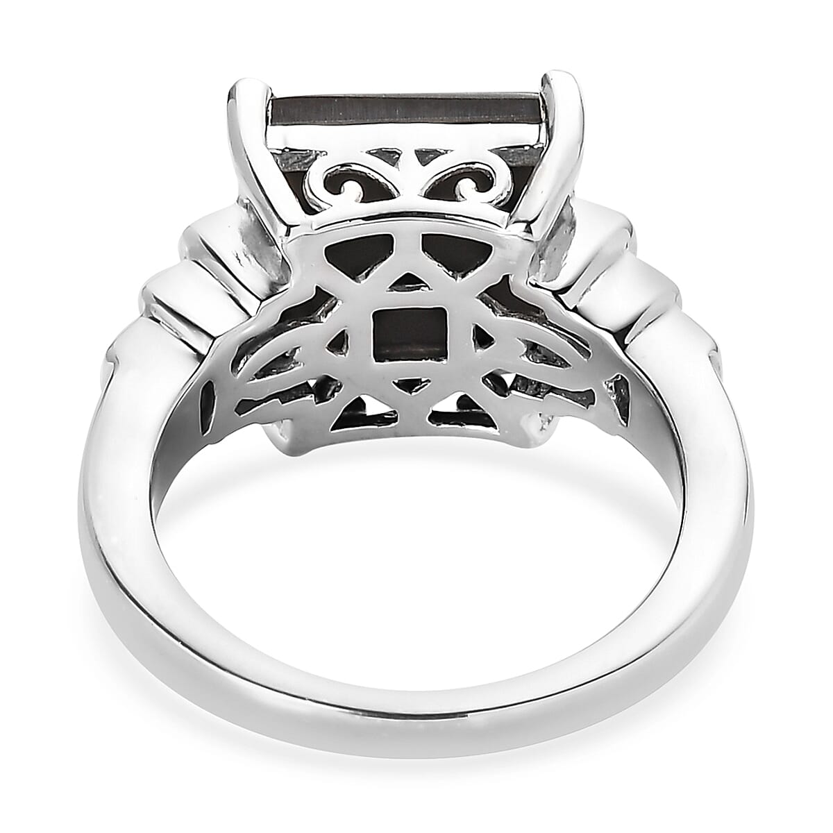 Canadian Ammolite and Diamond Ring in Platinum Over Sterling Silver (Size 10.0) 0.20 ctw