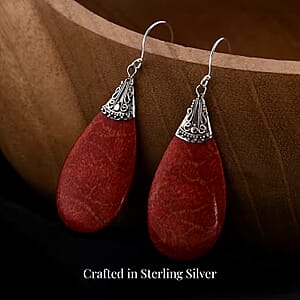 Sponge Coral Drop Earrings in Sterling Silver, Dangle Earrings in 925 Sterling Silver, Boho Earrings for Women