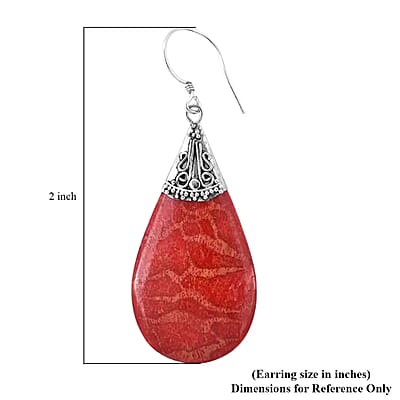 Sponge Coral Drop Earrings in Sterling Silver, Dangle Earrings in 925 Sterling Silver, Boho Earrings for Women