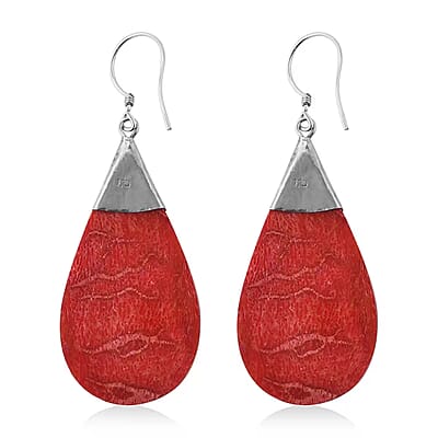 Sponge Coral Drop Earrings in Sterling Silver, Dangle Earrings in 925 Sterling Silver, Boho Earrings for Women