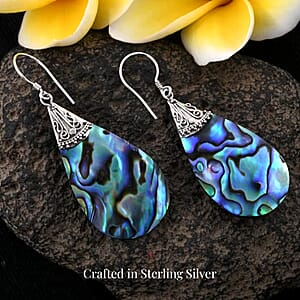 Abalone Shell Dangle Drop Earrings For Women in Sterling Silver