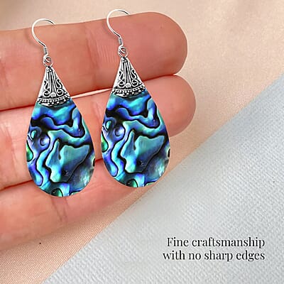 Abalone Shell Dangle Drop Earrings For Women in Sterling Silver