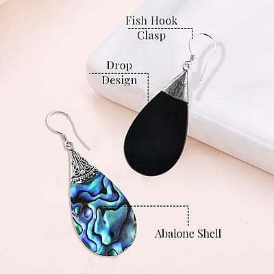 Abalone Shell Dangle Drop Earrings For Women in Sterling Silver