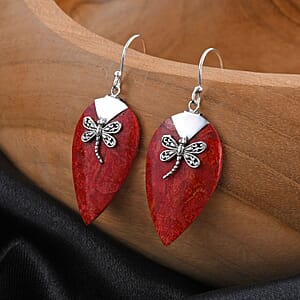 Sponge Coral Dangle Earrings in Sterling Silver, Drop Silver Earrings, Beach Fashion Jewelry