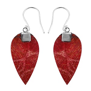 Sponge Coral Dangle Earrings in Sterling Silver, Drop Silver Earrings, Beach Fashion Jewelry