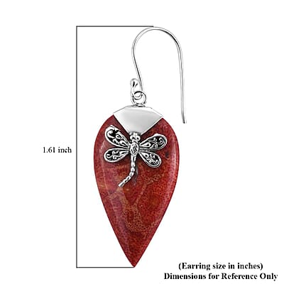 Sponge Coral Dangle Earrings in Sterling Silver, Drop Silver Earrings, Beach Fashion Jewelry