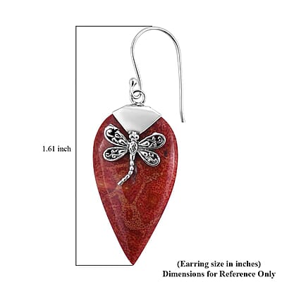 Sponge Coral Dangle Earrings in Sterling Silver, Drop Silver Earrings, Beach Fashion Jewelry